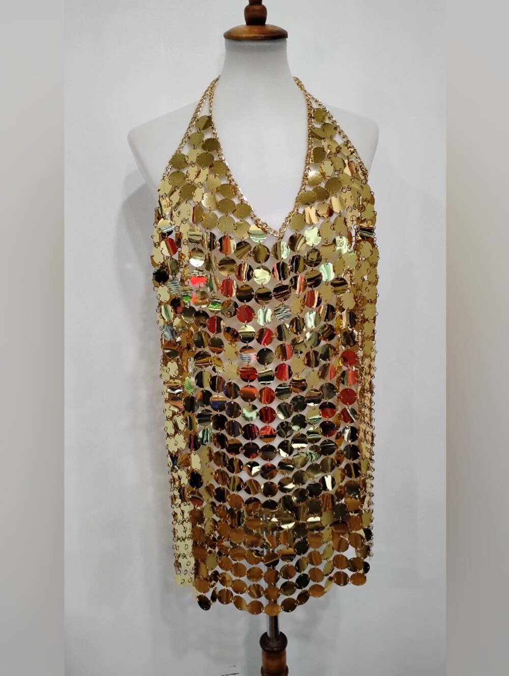 GOLD CHAINMAIL HALTER NWOT